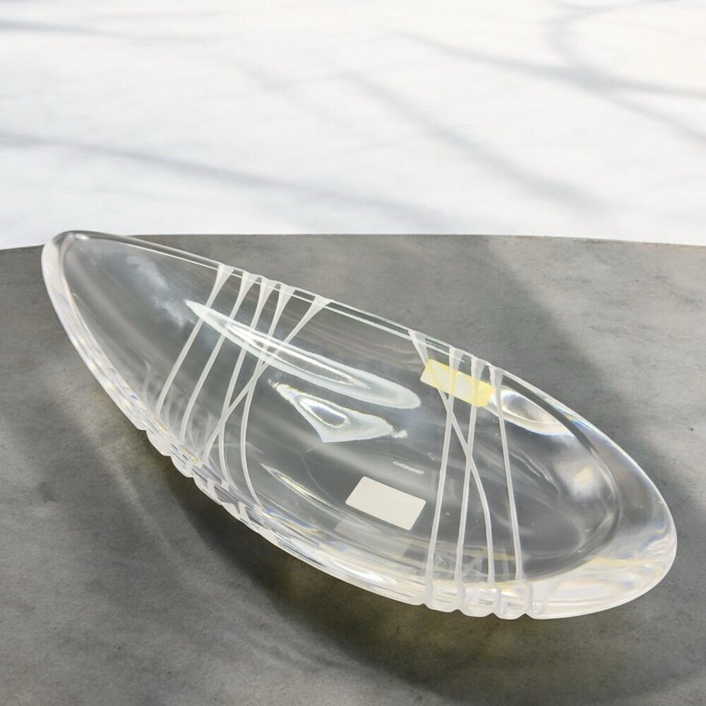 Villeroy & Boch Organics Leaf Shaped Cut Crystal Oval Oblong Dish Clear 11in
